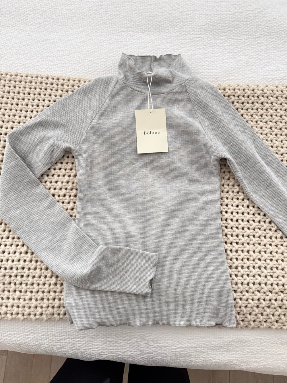 bohme Heather Gray Ribbed Mock Neck Sweater